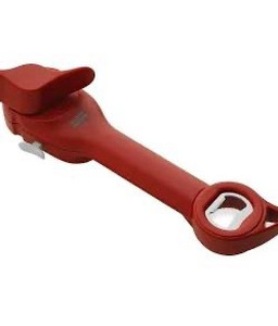 lot 44297 image: Kuhn Rikon 2-in-1 Ratchet Can Opener Red