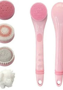 lot 44301 image: Blushly Cleansing & Exfoliating Body Brush w 4 Brush Heads Radiant Orchid,