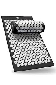 lot 44356 image: Bed of Nails Acupressure Pillow and Mat Set Black,