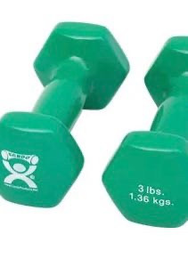 lot 44364 image: CanDo vinyl coa ted dumbbell 3 lb Pair Green.null
