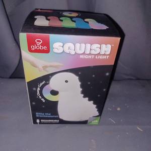 lot 44416 image: Globe Electric LED White Dino Multicolor Silicone Kids Night Light