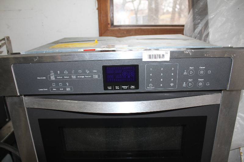 lot 12 image: Whirlpool Electric Wall Oven and Microwave Combo Unit- Stainless Finish