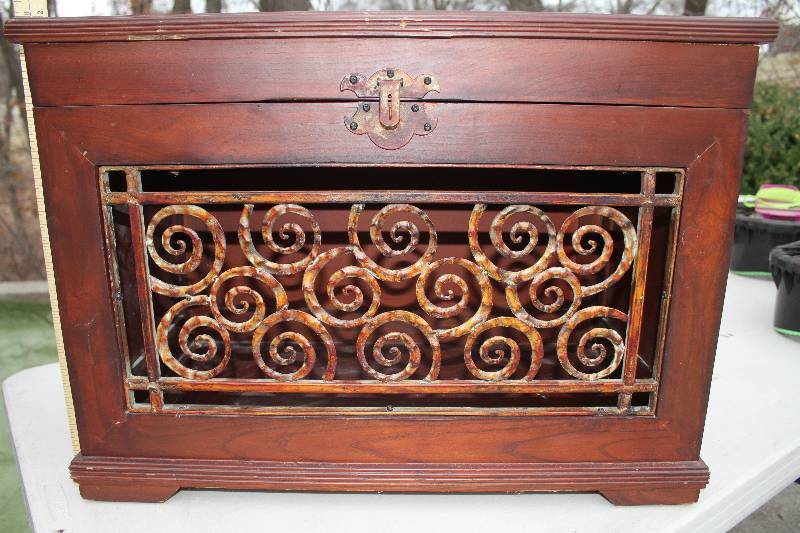 lot 28 image: Very Decorative Box with Metal Front