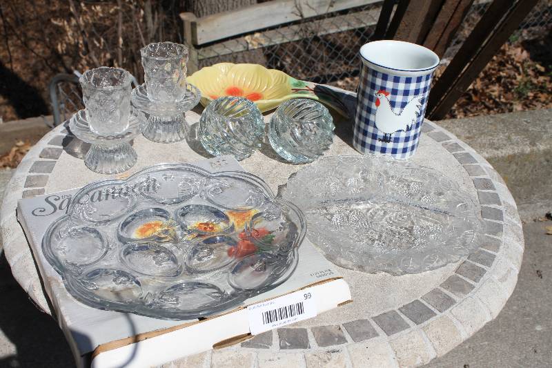 lot 97 image: Glass Candle Holders and plates