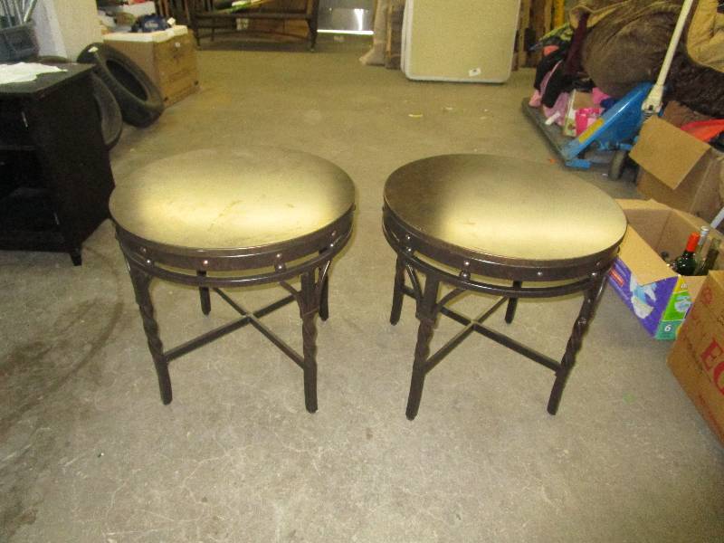 lot 759 image: Pair of End Tables Metal Tops
