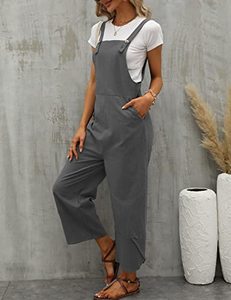 lot 1260 image: Gihuo Cotton Linen Womens Loose Fit Overalls (Size L)
