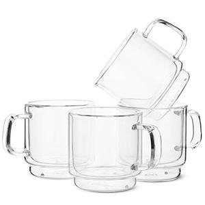 lot 1263 image: BTaT Stackable Double Wall Glass Cups (4 COUNT) (8oz)