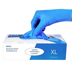 lot 1332 image: PEIPU Nitrile Gloves Disposable Gloves (100 COUNT) (Size XL)