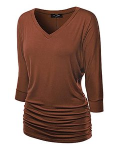 lot 1346 image: Made By Johnny Womens V Neck 34 Sleeve Dolman Top (Size XL)