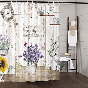 lot 1348 image: Country Vintage Rustic Gray Wooden Shower Curtain