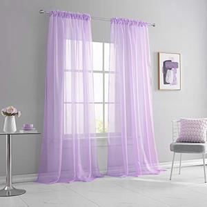 lot 1359 image: KEQIAOSUOCAI Light Purple Sheer Curtain Panels (2 COUNT)