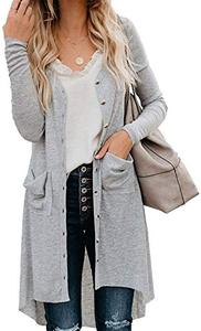 lot 2289 image: Naggoo Womens Long Solid Knit Loose Cardigan w Pockets (Size L)