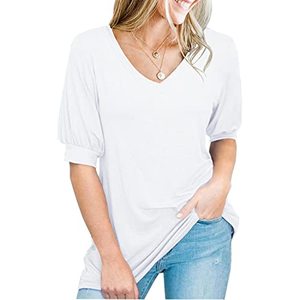 lot 2301 image: MAKARTHY Womens Puff Short Sleeve Casual Blouse (Size L)