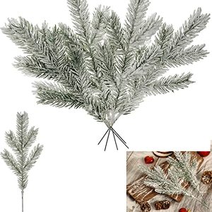 lot 2323 image: Artificial 8-Piece Pine Needles Snow Branches Garland Set