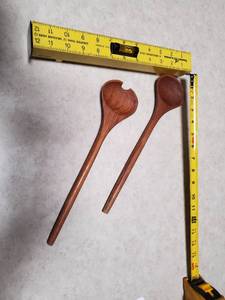 lot 21 image: Two wooden Salad Server Spoons