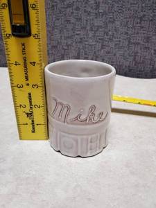 lot 43 image: Frankoma Myan Aztec Coffee Mug C4 - Personalized to Mike