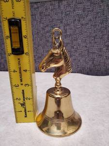 lot 45 image: Horse Head Brass Hand Bell - Extremely Loud