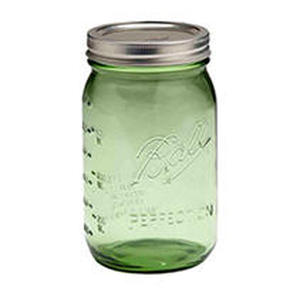 lot 51 image: Ball Spring Green Heritage Collection Canning Jar, 6 Count - Open Box - Dusty From Storage.
