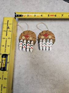 lot 65 image: Native American Hand Painted Shield Small Hanging Decor Lot of 2