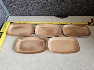 lot 114 image: Frankoma 5PS Plainsman Brown 9 inch Serving Platter - Lot of 5 - Excellent Condition