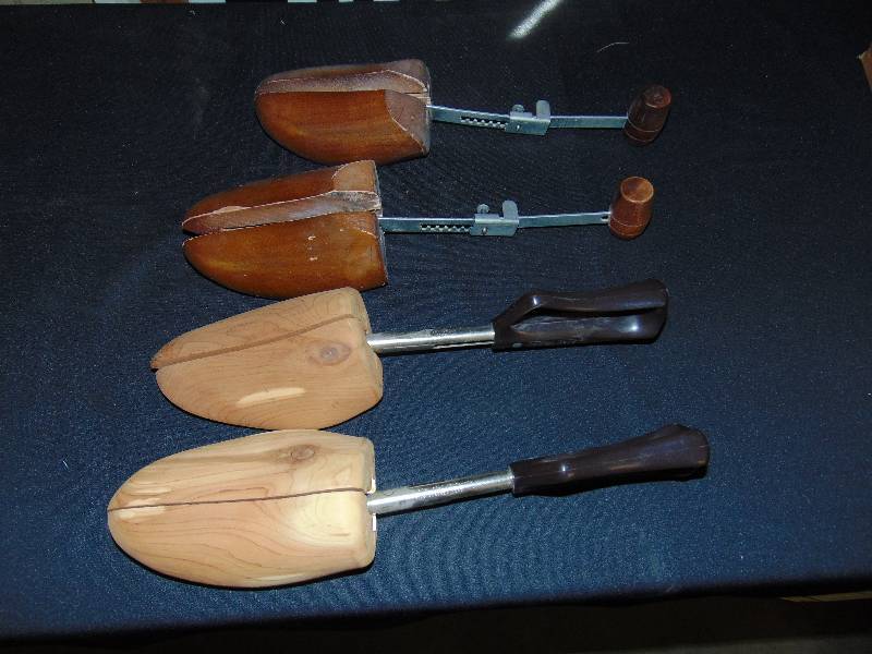 lot 1001 image: (2) pair of wooden shoe stretchers, adjustable