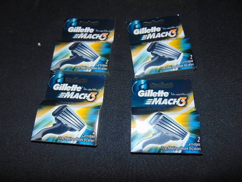 lot 1002 image: (4) boxes Gillette Mach 3 Razor Cartridge refills, 2 cartridges per box