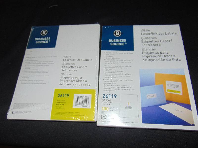 lot 1007 image: (2) ct. lot Business Source White Laser Jet Labels, full sheet