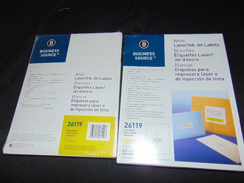 lot 1008 image: (2) ct. lot Business Source White Laser Jet Labels, full sheet