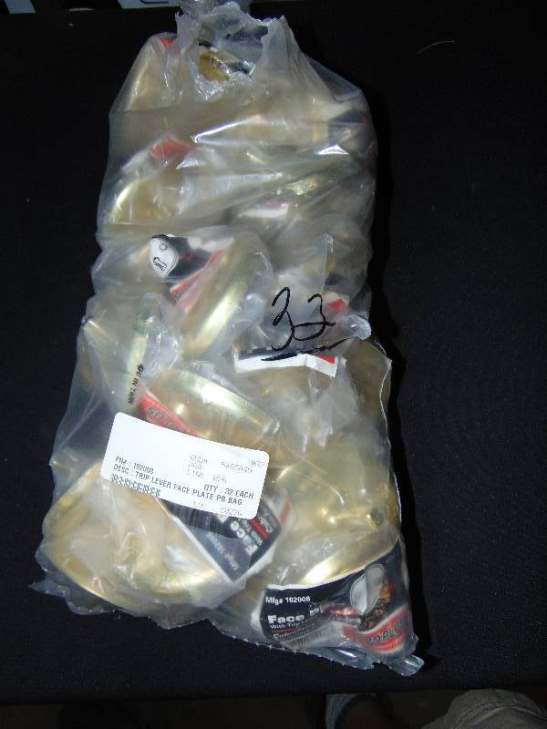 lot 1028 image: (32) ct. lot new Pro Plus Trip Leer Face Plate Mfg. # 102008, brass color