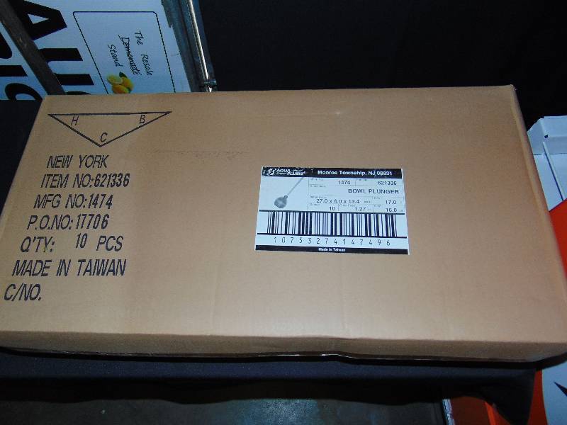 lot 1068 image: (1) case of (10) new toilet  bowl plungers with wooden handles