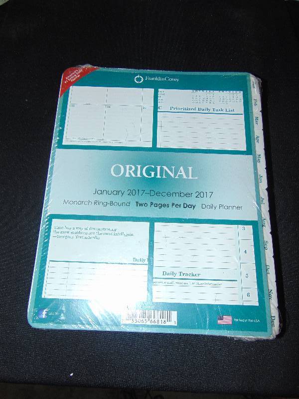 lot 1091 image: Franklin Covey Jan-Dec 2017 Monarch Ring Bound Refill #66818
