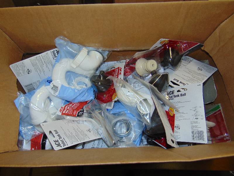 lot 1152 image: lot of plumbing parts and accessories toilet flappers, rubber aerators, pipe
