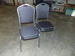 lot 1074 image: (2) new metal dining chairs with fabric back and seat, blue
