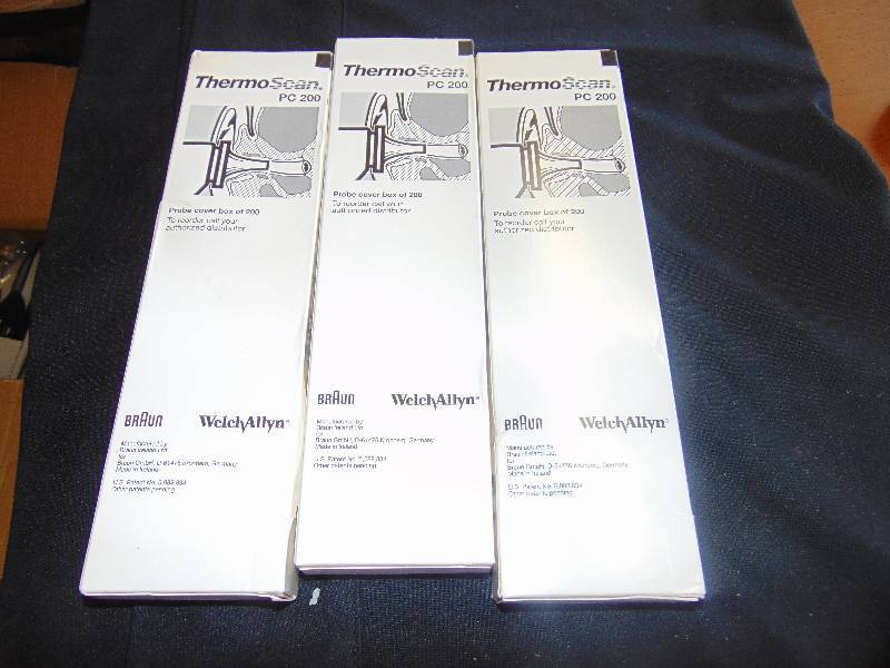 lot 1172 image: (3) boxes Welch Allyn Thermo Scan PC 200 Probe Covers, each box contains 200