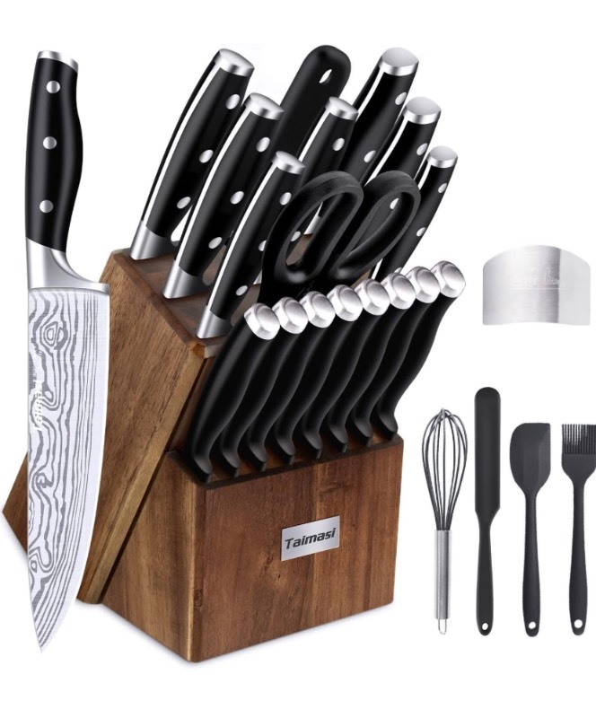 Taimasi High-Carbon Stainless Steel Knife Set w/ Holder and Accessories, RAYTOWN WAREHOUSE FRESH AIR OUTDOOR AUCTION SALE LOAD OUT ((ALL KINDS OF  ITEMS TONS OF DIFFERENT STUFF))