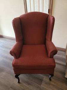 lot 100 image: Wingback Accent Chair.