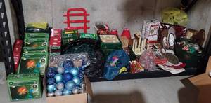lot 204 image: Large Lot of Christmas Lights, Ornaments, and Decor.