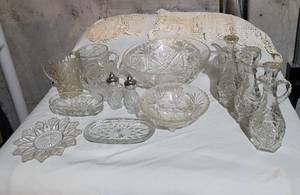 lot 220 image: (3) Cruet Bottles, Trays, Bowls, S&P Shakers, and Mugs.