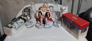 lot 222 image: Jelly Serving Set,Small Village Buildings, Hurricane vases and more.