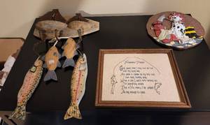 lot 264 image: Fishermans Decor and Fireman Stepping Stone wall Decor.