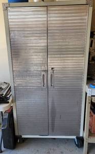 lot 329 image: Locking Shop Cabinet with Key. NO CONTENTS.