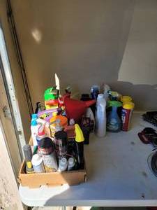 lot 343 image: Cleaning supplies  flashlight funnel & more