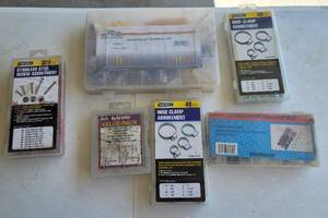 lot 344 image: Hose clamps  screws  retaining rings  solderless terminal kit