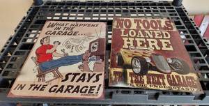 lot 360 image: (2) Metal garage signs