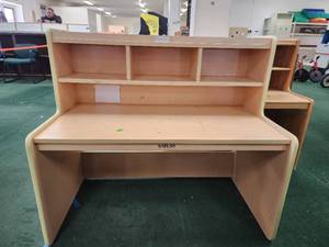 lot 13506 image: Kaplan Wooden Childrens Desk W Upper Storage