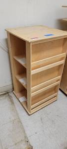 lot 13669 image: Wooden Rolling Childrens Book Shelf