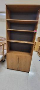 lot 13674 image: Wooden Bookshelf With Storage Cabinet Below