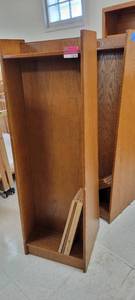 lot 13676 image: (2) Oak Angled Book Shelves