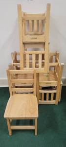 lot 2538 image: Lot of 7 Kaplan Wooden Armless Chairs