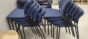 lot 2542 image: Lot of 11 Blue Armless Stackable Chairs